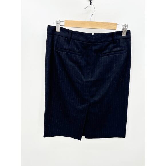 Theory Womens Navy Blue Pinstripe‎ Wool Blend Pencil Skirt Size 4 Office Career - Picture 2 of 6